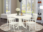 East West Furniture AVGR5-LWH-W 5 Piece Dinette Set for 4 Includes an Oval Dining Room Table with Butterfly Leaf and 4 Kitchen Dining Chairs, 42x60 Inch, Linen White
