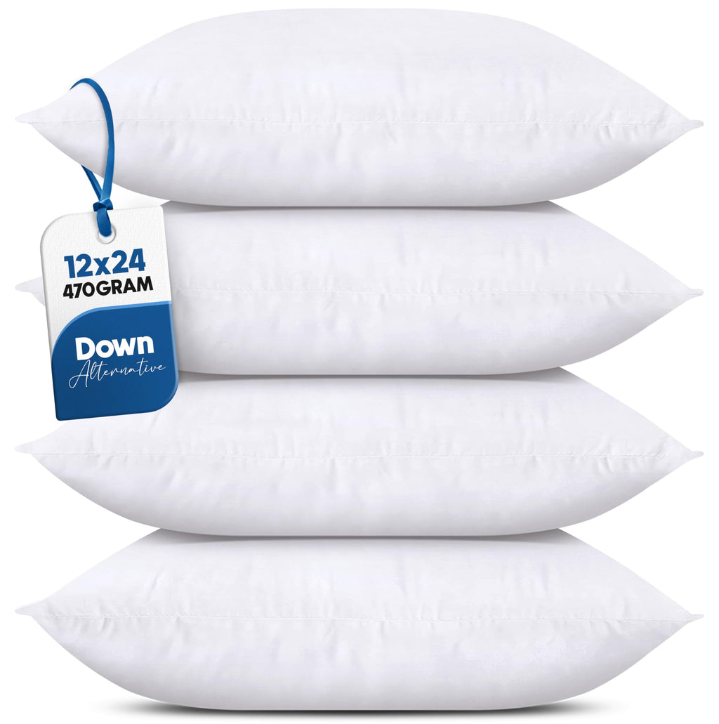 Utopia Bedding Throw Pillows (Set Of 4, White), 12 X 24 Inches Pillows For Sofa, Bed And Couch Decorative Stuffer Pillows