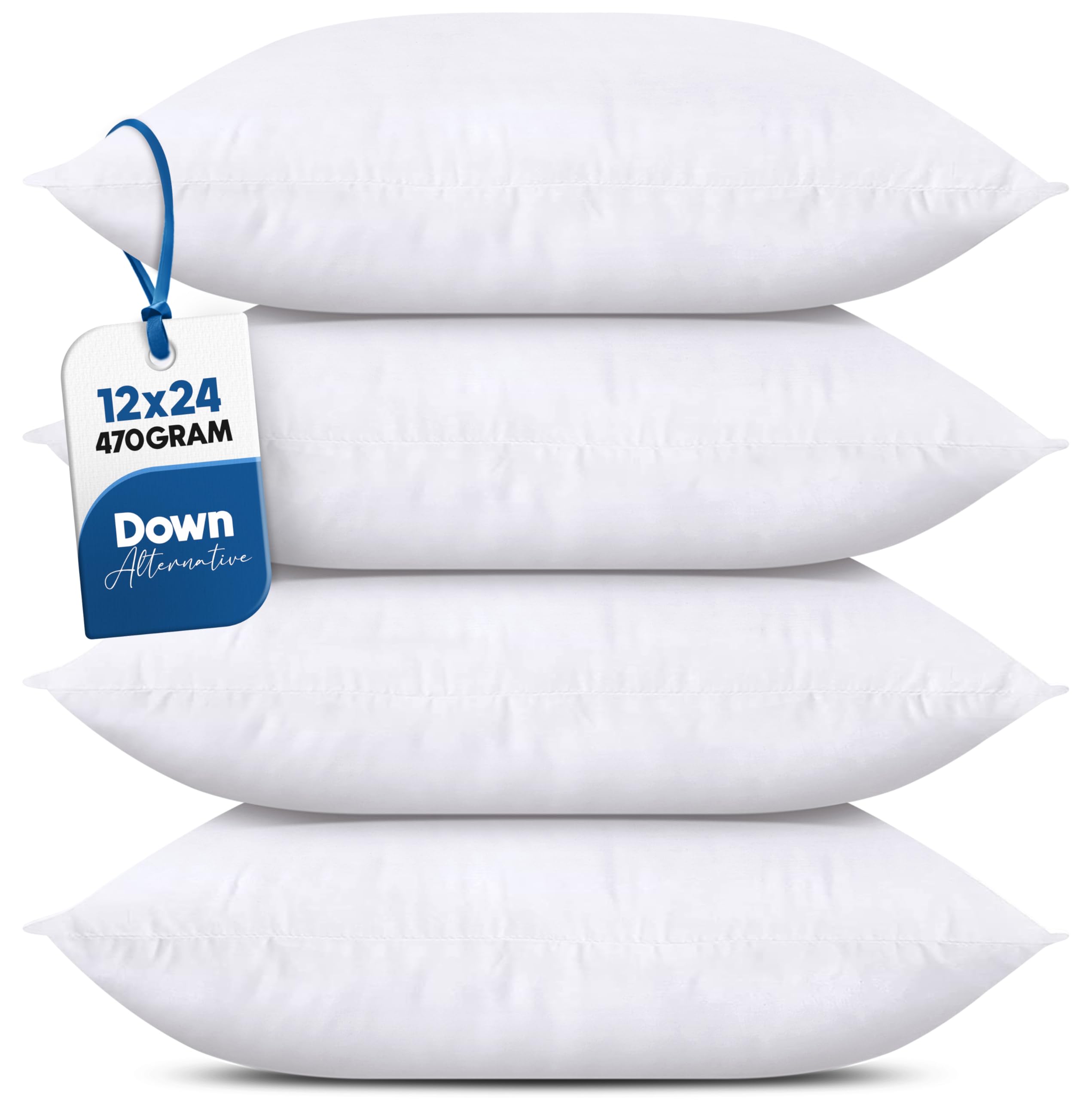 Utopia Bedding Throw Pillows (Set Of 4, White), 12 X 24 Inches Pillows For Sofa, Bed And Couch Decorative Stuffer Pillows