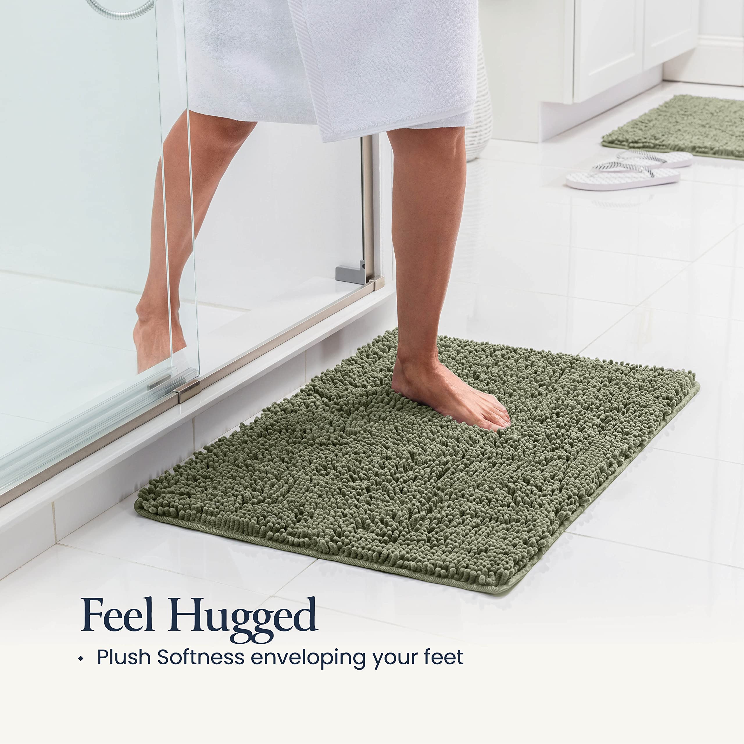 Belador Bathroom Rugs Sets 2 Piece- Plush Bath Mat Set Quick-Dry Soft Chenille Bathroom Mat With Rubber Backing, Absorbent Bathr