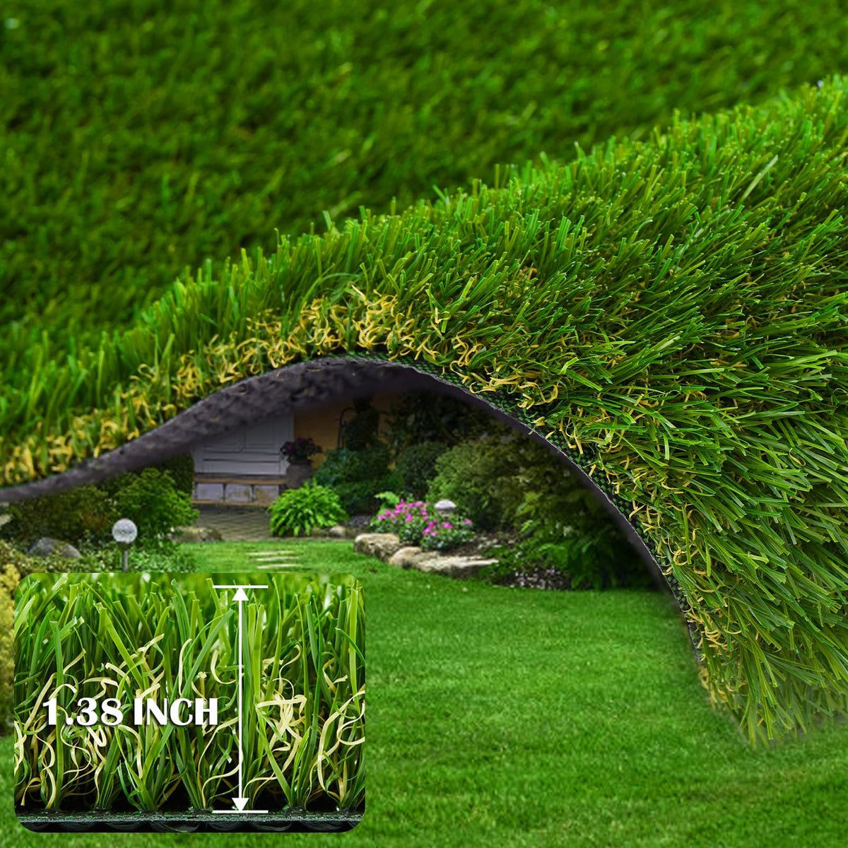 Zgr Artificial Grass Rug 7 Ft X 81 Ft Fake Faux Grass, Indoor Outdoor Patio Garden Lawn Landscape Synthetic Grass Mat, Realistic