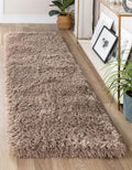 Rugs.com Infinity Collection Solid Shag Area Rug 10 Ft Runner Khaki Shag Rug Perfect for Hallways, Entryways