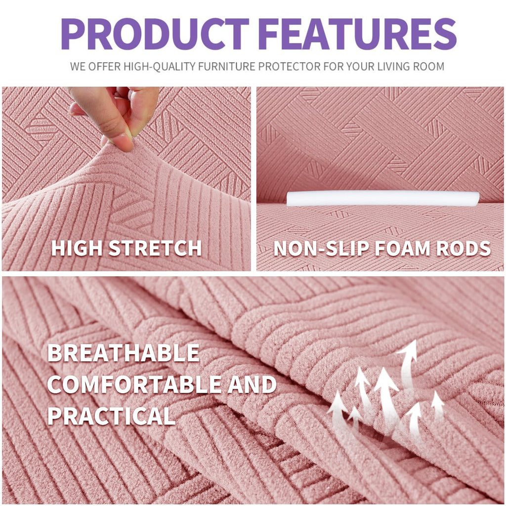 Znsayotx Oversized Super Stretch Couch Cover (91'-110'), New Striped Sofa Covers Comfortable & Durable, Dog Cat Pets Friendly Extra Large Spandex Sofa Slipcovers (Chintz Rose, Xl Sofa)