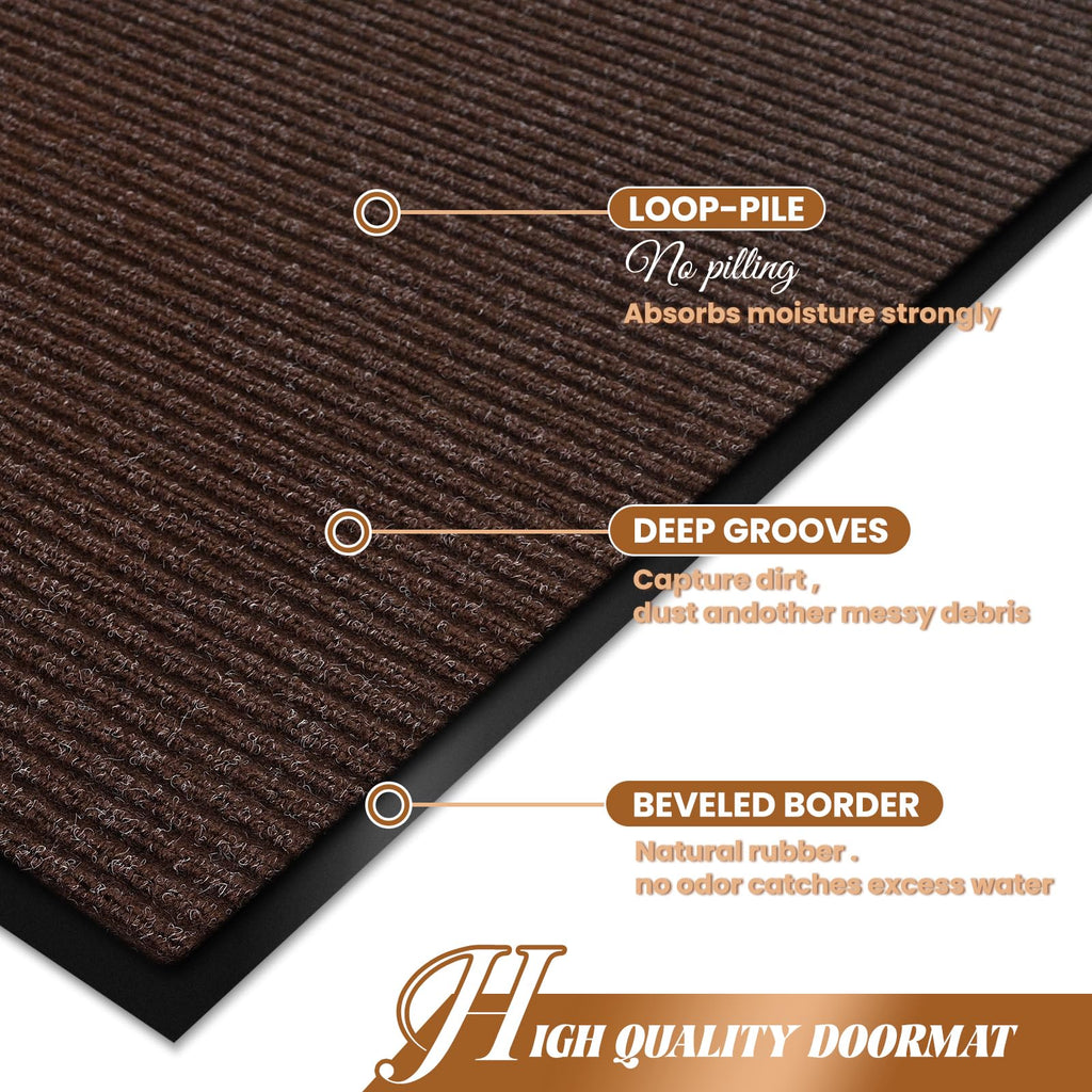 Door Mat Heavy Duty Outdoor Indoor Doormat Low Profile Front Door Mat Large 31X47 Inch Brown Entrance Welcome Mats Easy Clean Pa