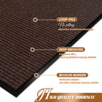 Door Mat Heavy Duty Outdoor Indoor Doormat Low Profile Front Door Mat Large 31X47 Inch Brown Entrance Welcome Mats Easy Clean Pa