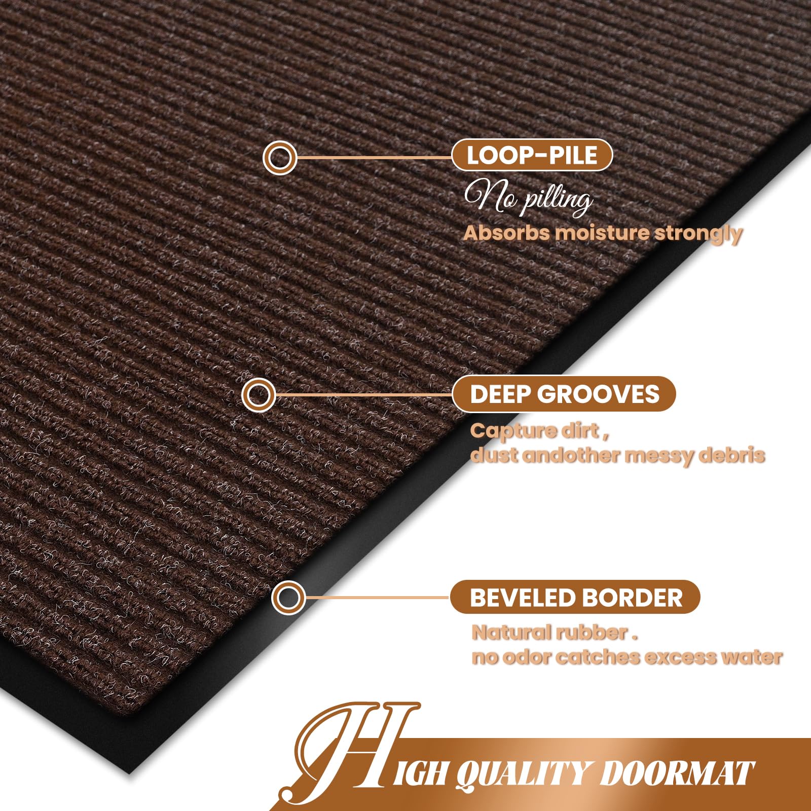 Door Mat Heavy Duty Outdoor Indoor Doormat Low Profile Front Door Mat Large 31X47 Inch Brown Entrance Welcome Mats Easy Clean Pa