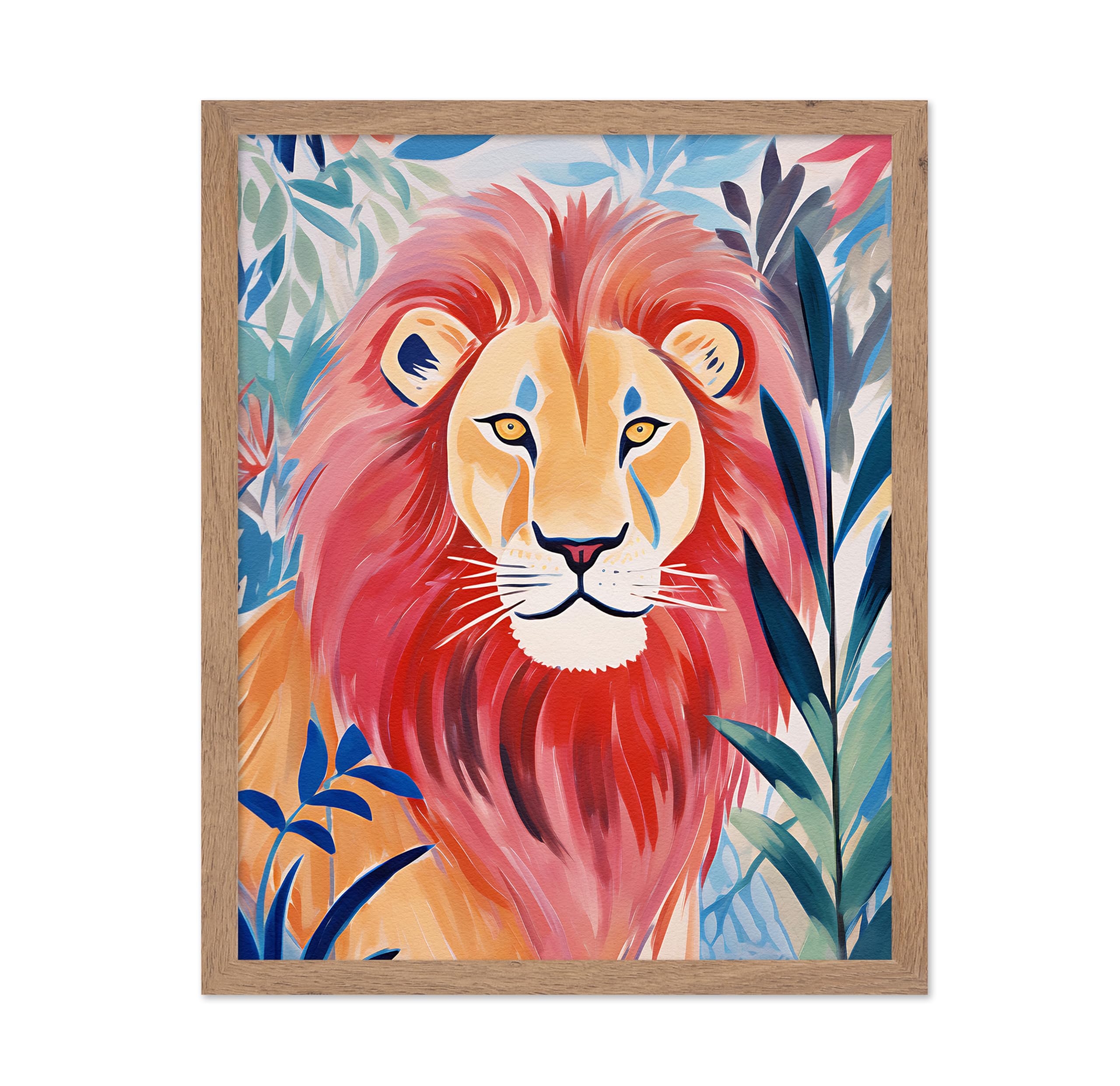 Poster Master Lion Poster - Lion Portrait Print - Wildlife Art - Gift for Veterinarian, Animal Lover - Perfect Wall Decor for Li