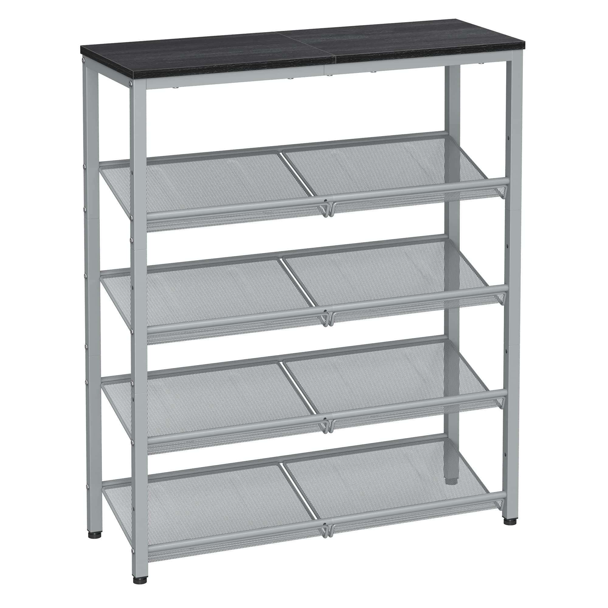 Vasagle Shoe Rack For Entryway, 5-Tier Shoe Rack Organizer With Storage Shelves And Spacious Top, Freestanding, Adjustable, Industrial, Charcoal Grey And Metallic Silver Ulbs038E22
