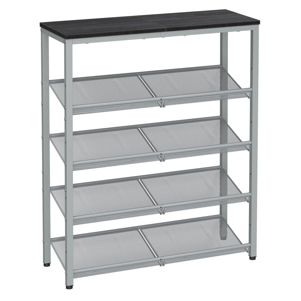 Vasagle Shoe Rack For Entryway, 5-Tier Shoe Rack Organizer With Storage Shelves And Spacious Top, Freestanding, Adjustable, Industrial, Charcoal Grey And Metallic Silver Ulbs038E22