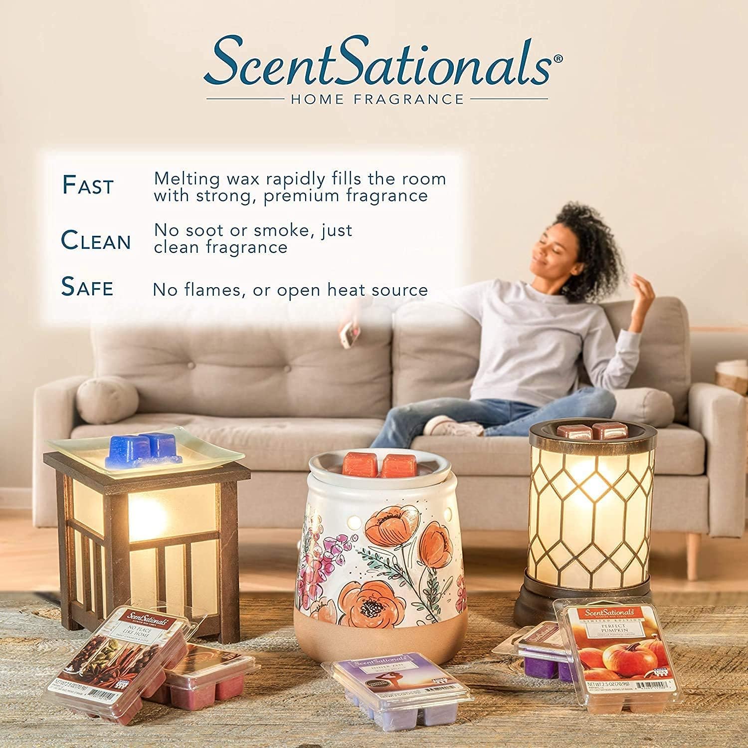 Scentsationals Scented Wax Fragrance Melts - Holiday Collection - Wax Cubes Pack, Home Warmer Tart, Electric Wickless Candle Bar