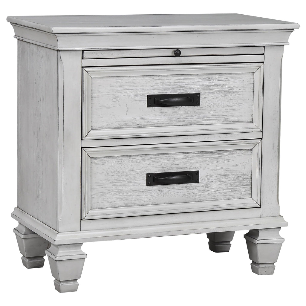 Coaster Home Furnishings Franco Farmhouse 4-Piece Bedroom Set Queen Size Panel Bed Frame 57-inch Headboard Distressed White 205331Q-S4