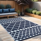 Rurality Outdoor Rugs 9X12 For Patios Clearance,Large Waterproof Rug For Deck,Backyard,Balcony,Plastic Straw Mats For Camping,Reversible,Geometric