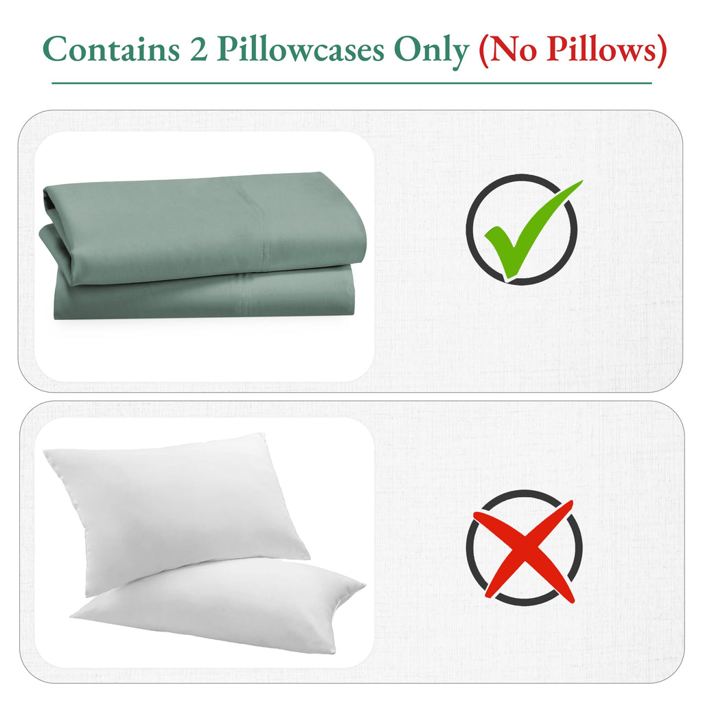 California Design Den Luxuriously Soft Hotel Quality 600 Thread Count, 100% Cotton Set Of 2 Cases, Crisp & Cool Bed Pillow Covers Standard Size Fits Standard & Queen Pillows (Sage Green)