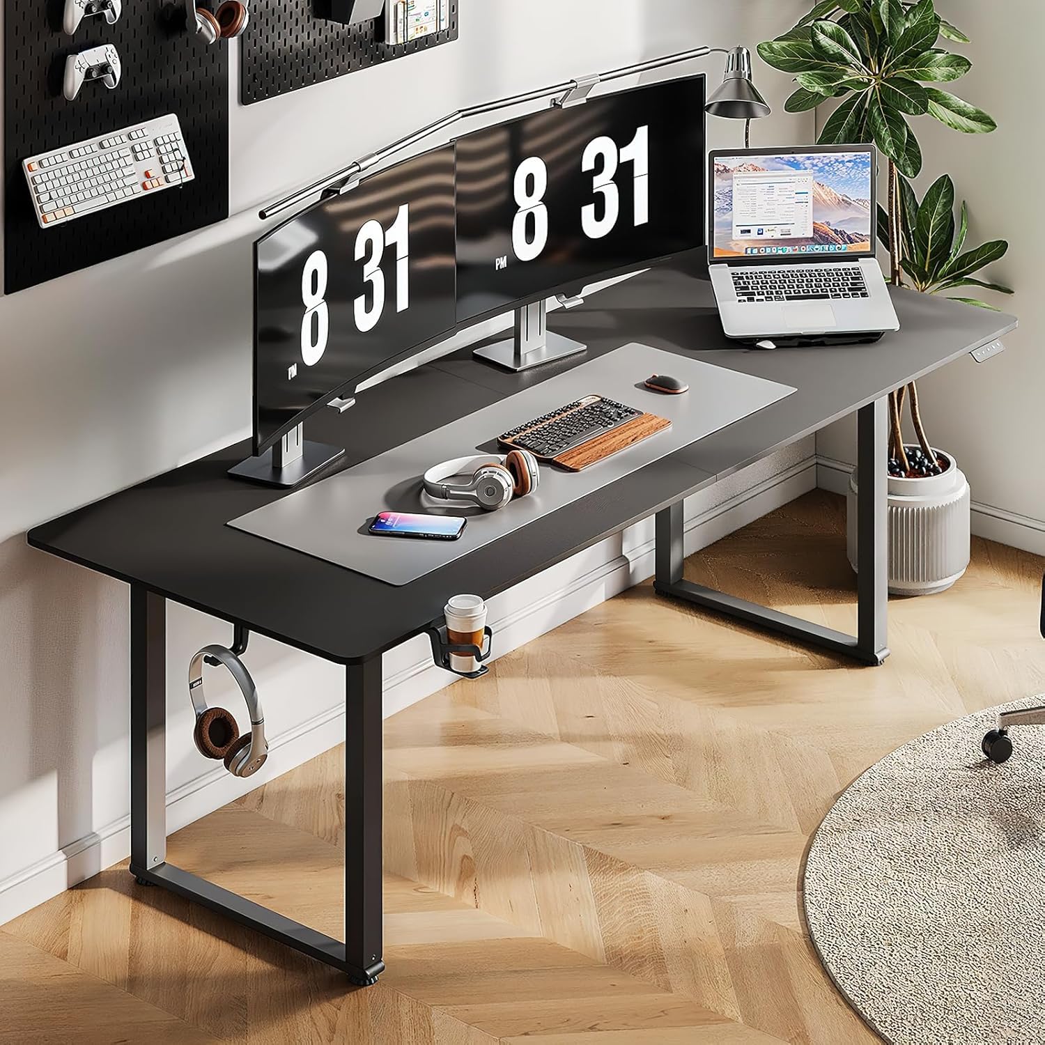 ONBRILL Standing Desk, 71x32 Inches Rectangle Stand Up Desk with 4 Legs, Dual Motor and Memory Controller, Adjustable Height fro
