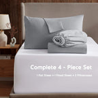 Nestl Full Size Sheet Sets - 4 Piece Full Size Sheets, Deep Pocket, Hotel Luxury, Extra Soft, Breathable And Cooling, Grey Sheets For Full Size Mattress
