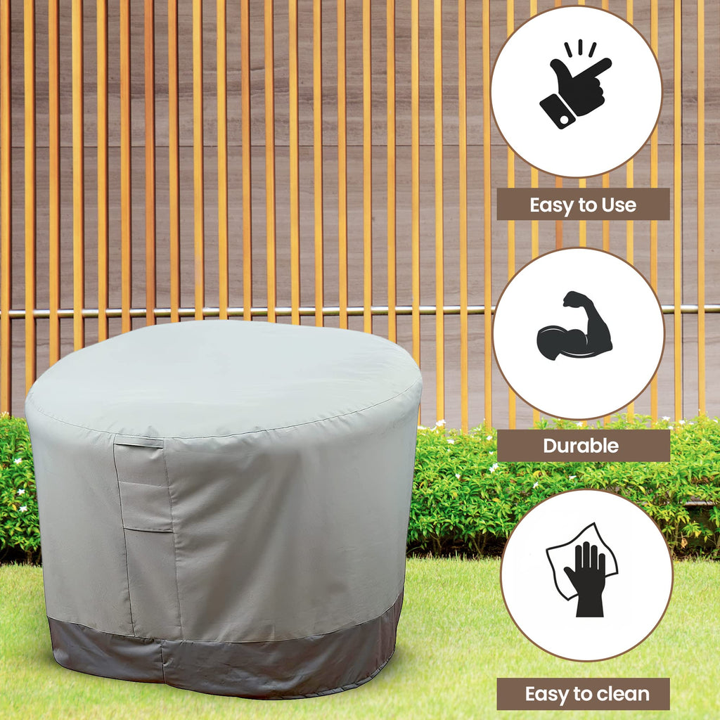 Hudson Comfort Papasan Chair Cover - Waterproof Outdoor Cover - Click-Close Straps And Elastic Hem Cord For Custom Fit - Durable Padded Handle & Air Vent For Circulation - 52' Dia X 35' Height (Gray)