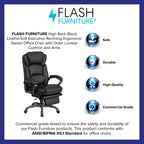 Flash Furniture Martin High Back Black Leathersoft Executive Reclining Ergonomic Swivel Office Chair With Outer Lumbar Cushion And Arms