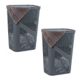 Mind Reader 60L Slim Laundry Hamper, Clothes Basket, Lid, Ventilated, Plastic, 17.25''L x 13.75''W x 23.5''H, Set of 2, Gray