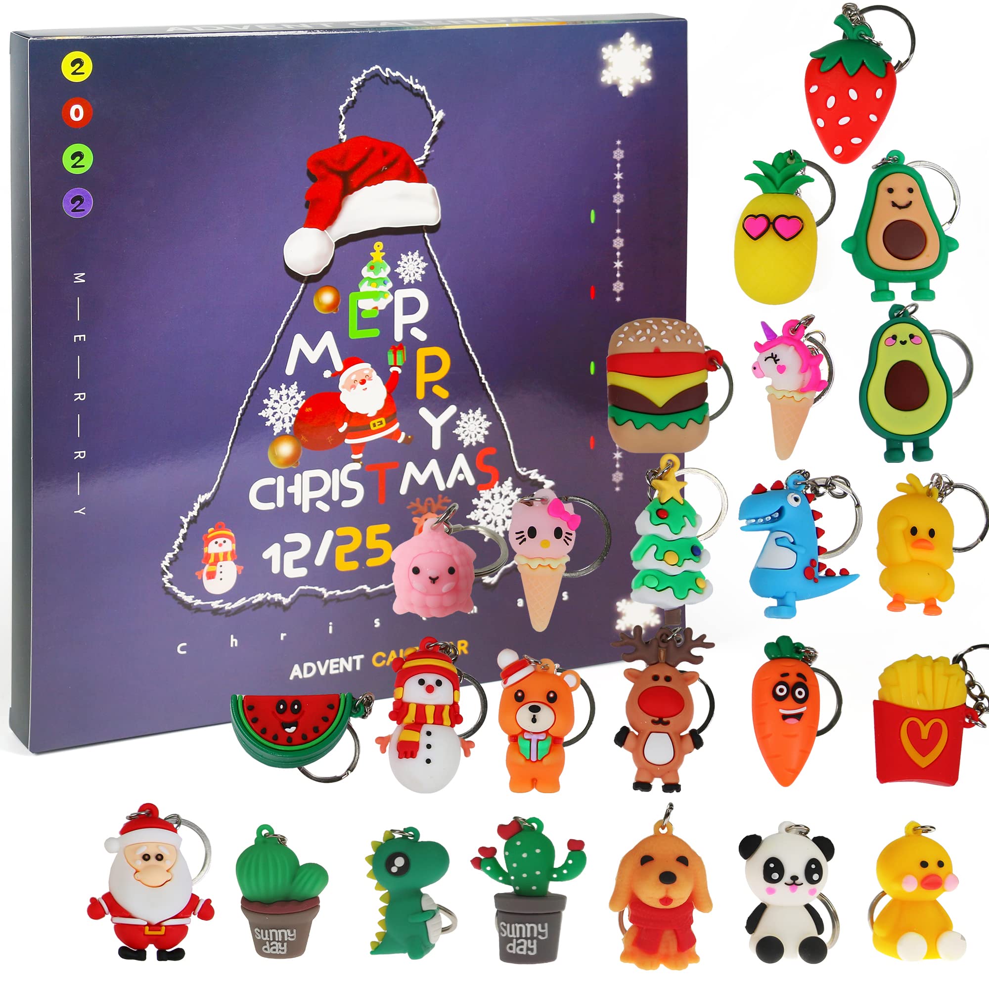 Ogrmar Christmas 2023 Advent Calendar for Kids Holiday Countdown Calendar with 24 Pcs Micro Lovely Silicone Doll Key Ring Christ
