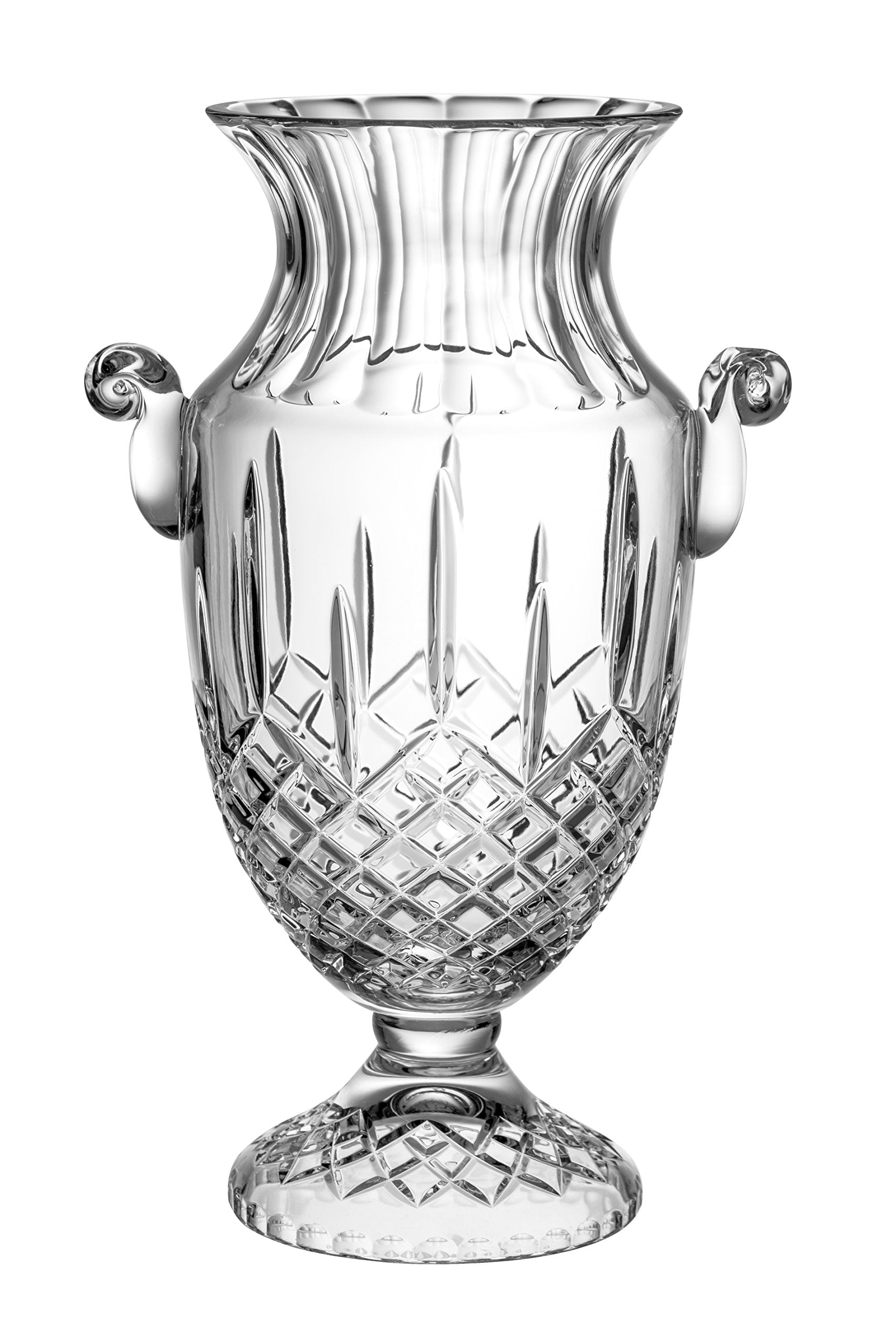 Barski - Hand Cut - Mouth Blown - Centerpiece - Large Footed Vase - 16 H - Made in Europe