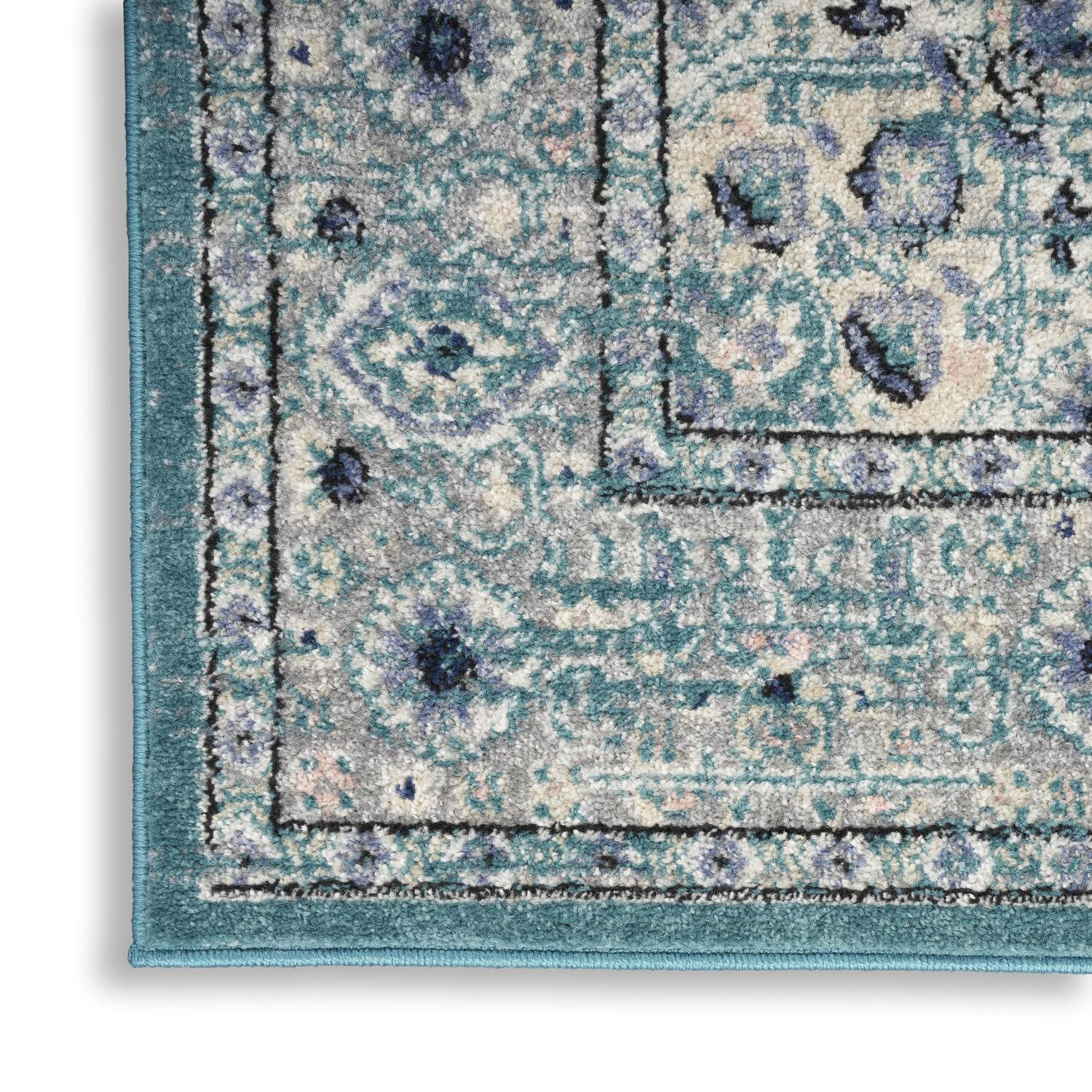 Nourison Passion Bohemian Turquoise Grey 8' X 10' Area-Rug, Easy-Cleaning, Non Shedding, Bed Room, Living Room, Dining Room, Kit