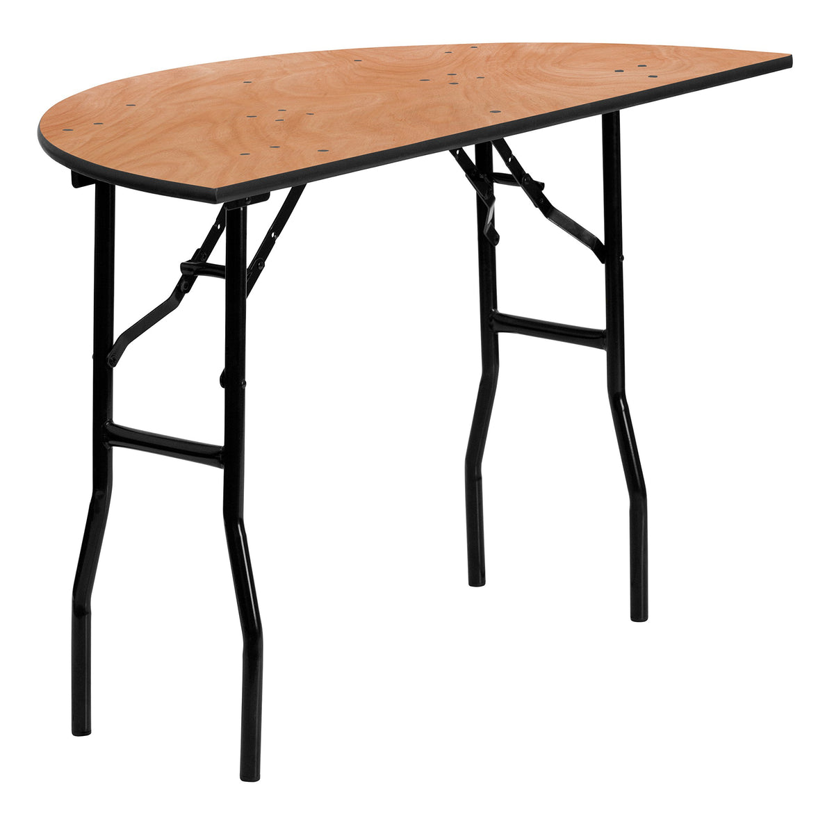 Flash Furniture 48 Inch Half-Round Wood Folding Banquet Table, Black/Natural