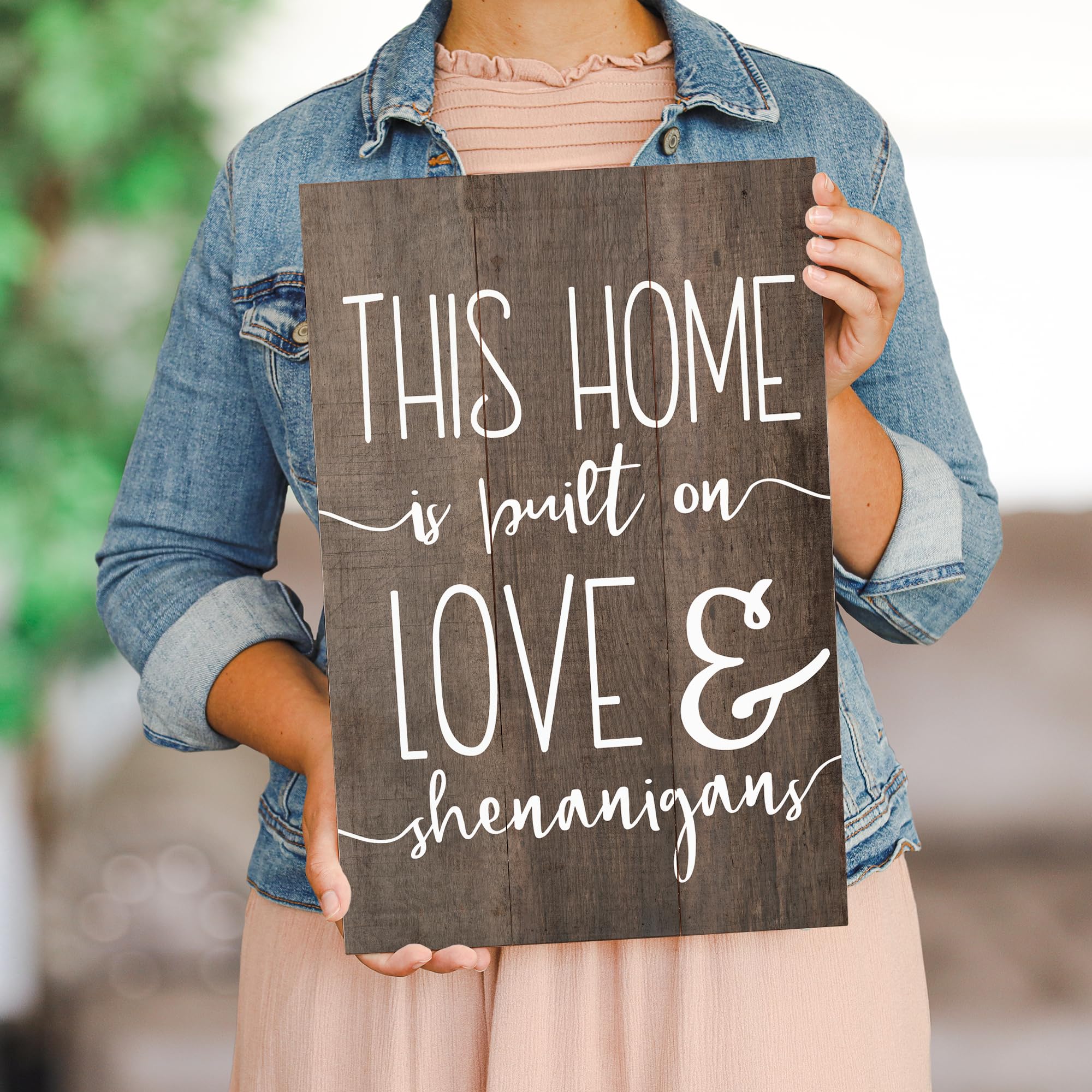 Simply Said, Inc Rustic Pallets 16' X 10.75' Wood Sign - This Home Is Built On Love & Shenanigans