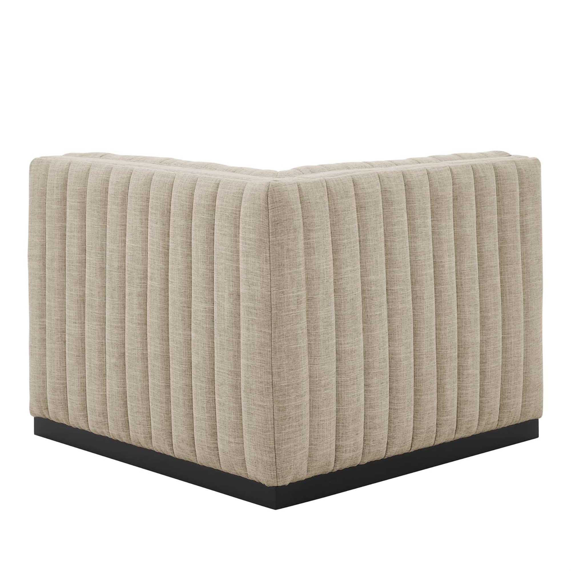 Modway Conjure Modern Channel Tufted Fabric Right Corner Chair In Beige