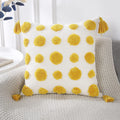 Panod Super Soft Farmhouse Decorative Plush Throw Pillow Covers 22 X 22 Yellow,Solid Pom Pom Tufted With Tassels Modern Accent B