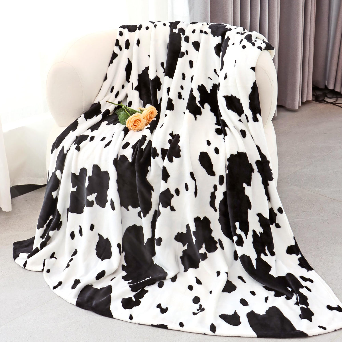 Soft Cow Print Blanket Black And White Cow Throw Blankets Warm Cozy Lightweight Couch Blanket Cute Cow Stuff Gifts For Women Gir
