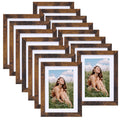 EYMPEU 4x6 Picture Frames Rustic Brown Wood Set of 15, Display Multi 4x6 Photos with Mat or 5x7 without Mat, Bulk Matted 4x6 Fra