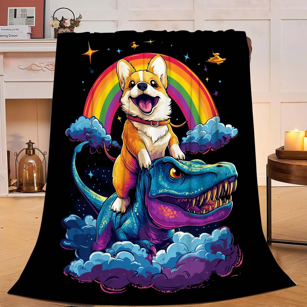 Corgi Blanket Funny Cartoon Corgi Dinosaur Throw Blanket Gifts For Corgi Lovers Girls Boys Kids Men Women Adults Super Soft Cozy