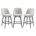 Chita Counter Height Swivel Barstools, Fsc Certified Upholstered Fabric Bar Stools Set Of 3, Metal Base, 27.2' Seat Height, White (Multi-Colored)