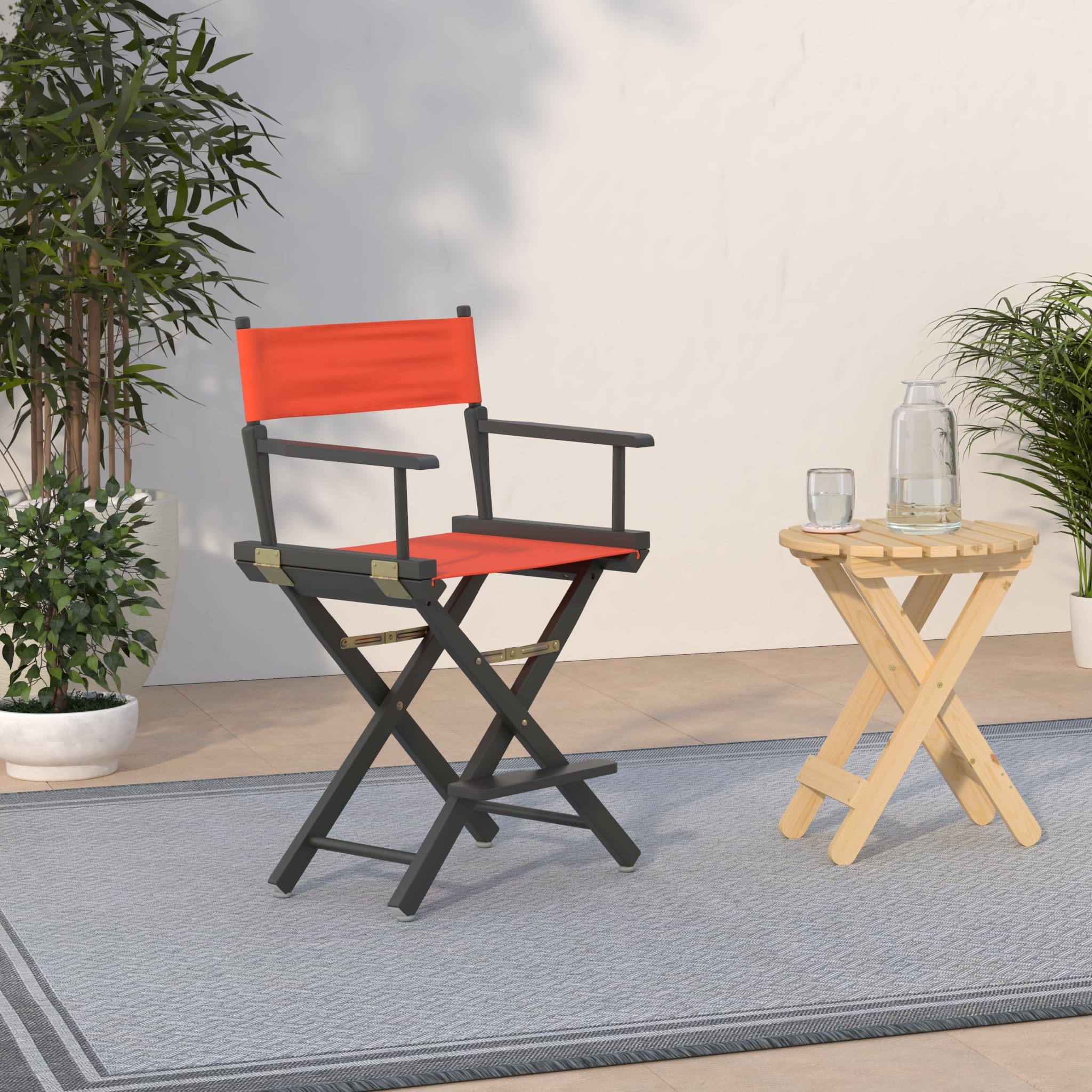 Casual Home 24&quot; Director's Chair Black Frame-with Orange Canvas, Counter Height