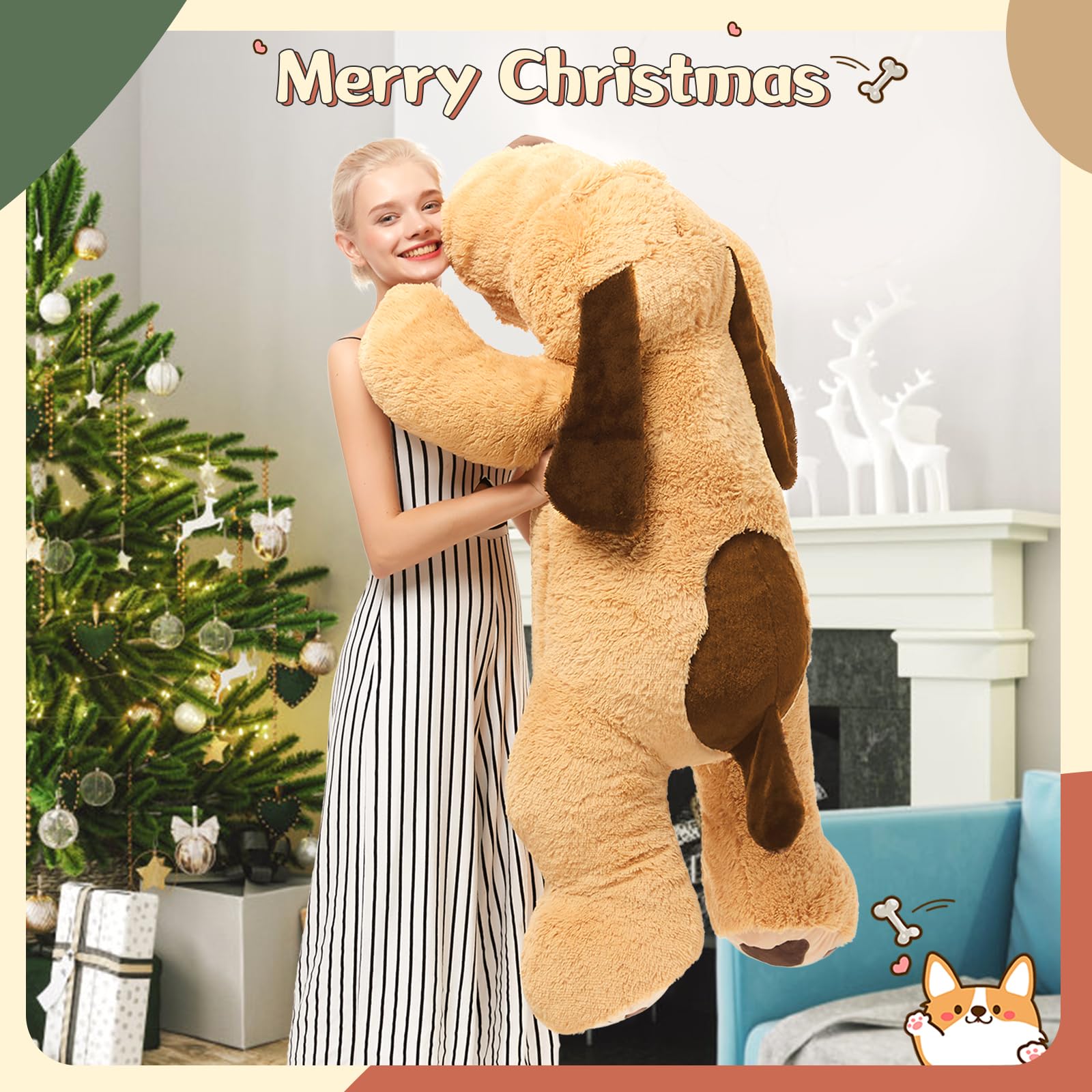 Morismos Giant Stuffed Dog Animal, Huge Stuffed Dog Plush,Soft Large Stuffed Dog Pillow For Kids,Girls, Boys, 51 Inch