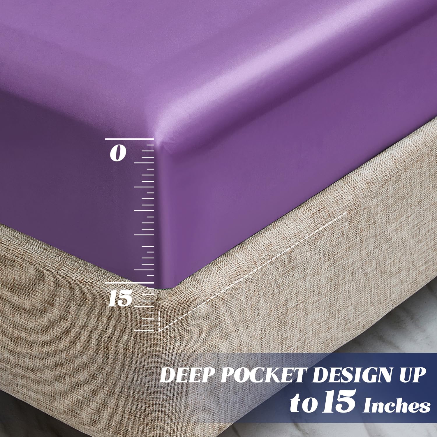 Mr&Hm Satin Fitted Sheet Twin Size, Silky Bottom Sheet With Elastic Corner Straps, Deep Pocket Up To 15 Inch, No More Slipping O