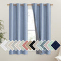 NICETOWN Stone Blue Vintage Linen 100% Blackout Curtains for Dining Room, Thermal Insulated Curtains 54 Long, Noise Reducing Win