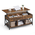 VASAGLE Lift Top Coffee Table, Coffee Table with Storage Shelf, Hidden Compartments and Lifting Top, for Living Room, Office, 19