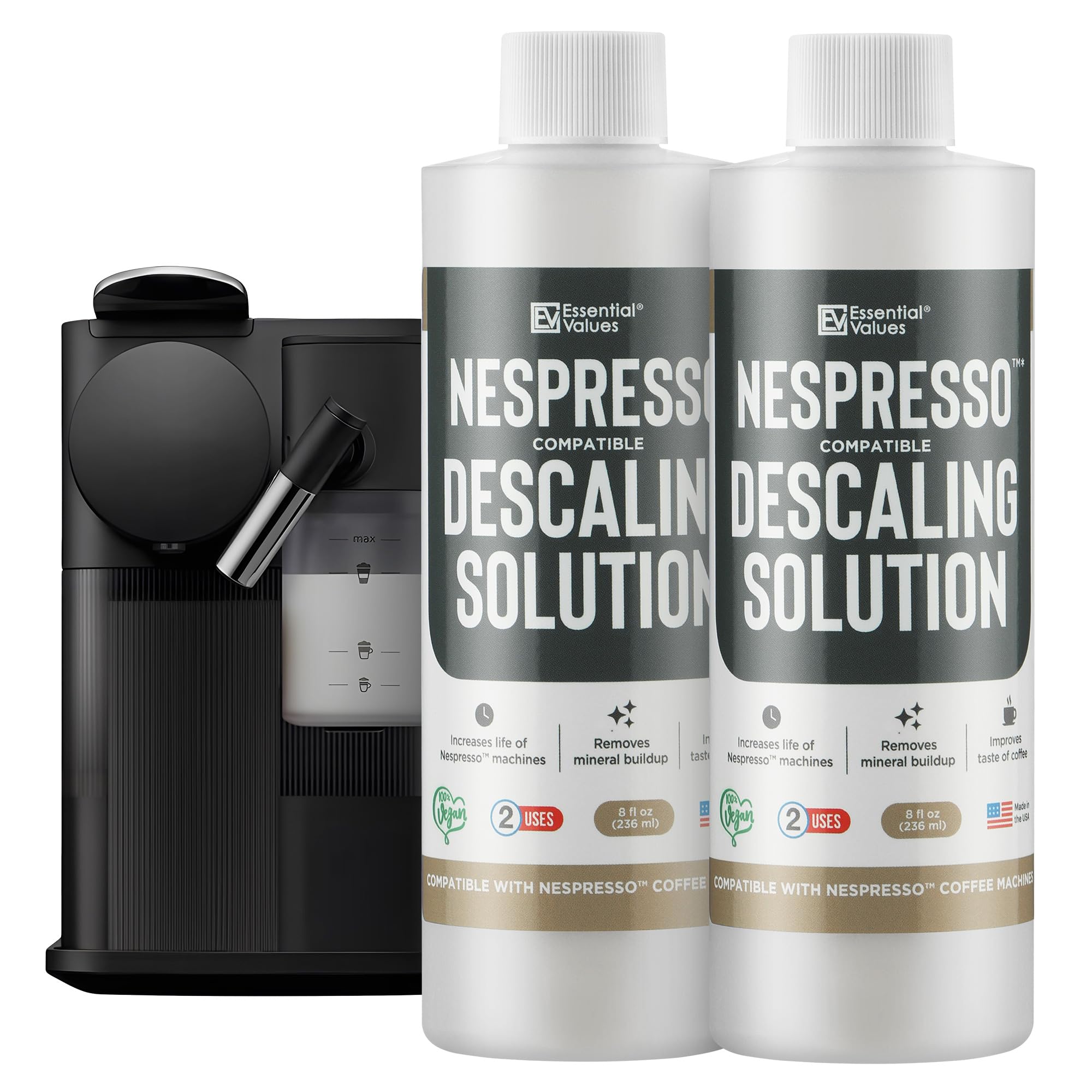 Essential Values Descaling Solution Compatible With Nespresso - Coffee Pot Cleaner And Descaler - Liquid Specially Formulated To