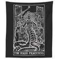 The High Priestess Tarot Card Tapestry (Black & White) - Medusa - Greek Mythology Home Decor Wall Hanging (60 x 50)