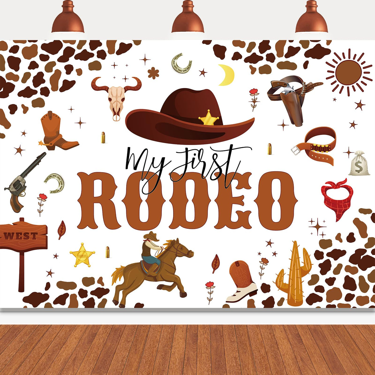 My First Rodeo Backdrop,7x5FT | Western Cowboy Backdrop Cowboy Banner Western Cowboy Background Western Party Supplies Decor Wil