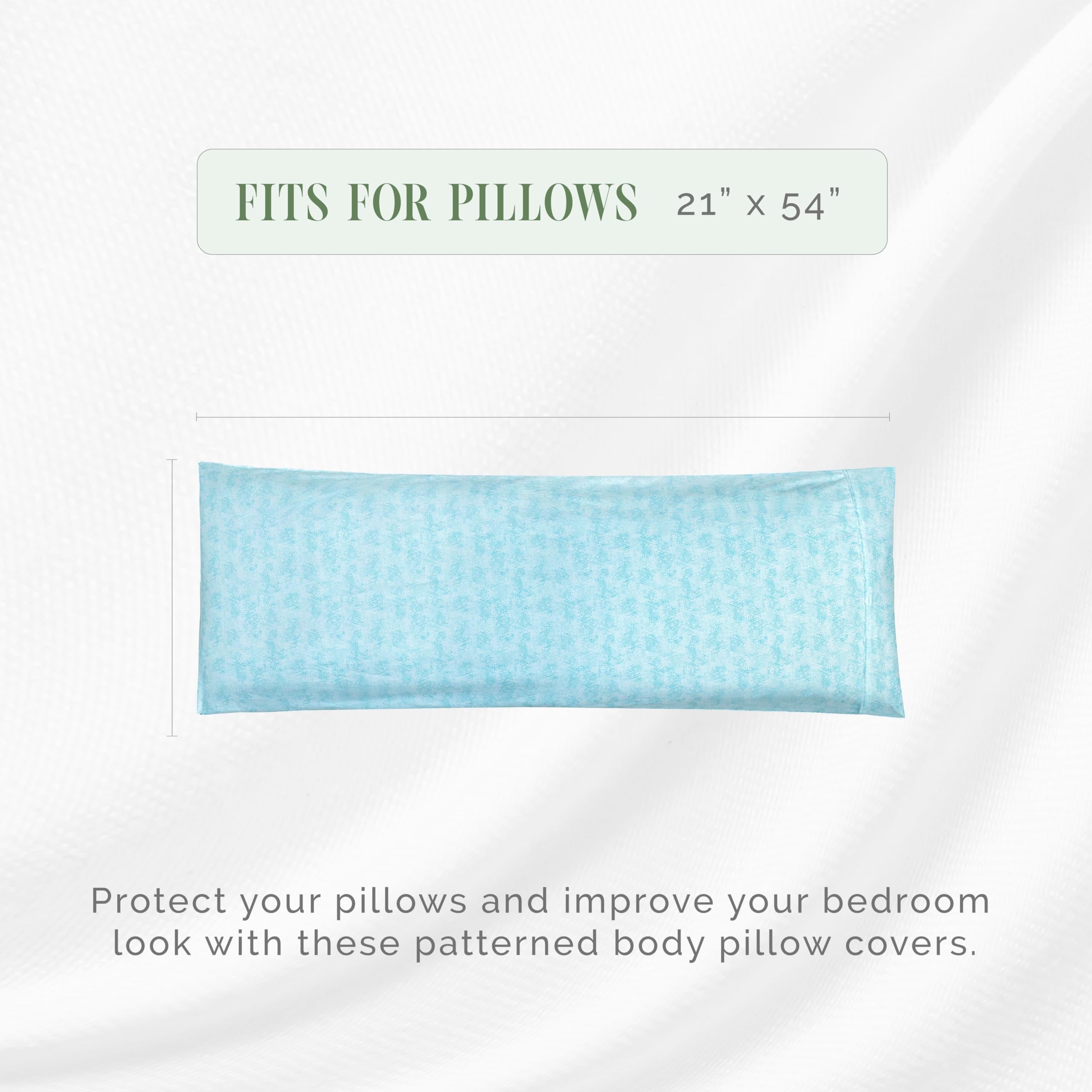 Elegant Comfort Ultra Soft 1-Piece Set Sea Waves Print Pillowcases - 1500 Premium Hotel Quality Microfiber, Soft And Smooth Hidden Zipper Closure 1-Piece Pillow Covers - Body Pillowcase, Wave Aqua