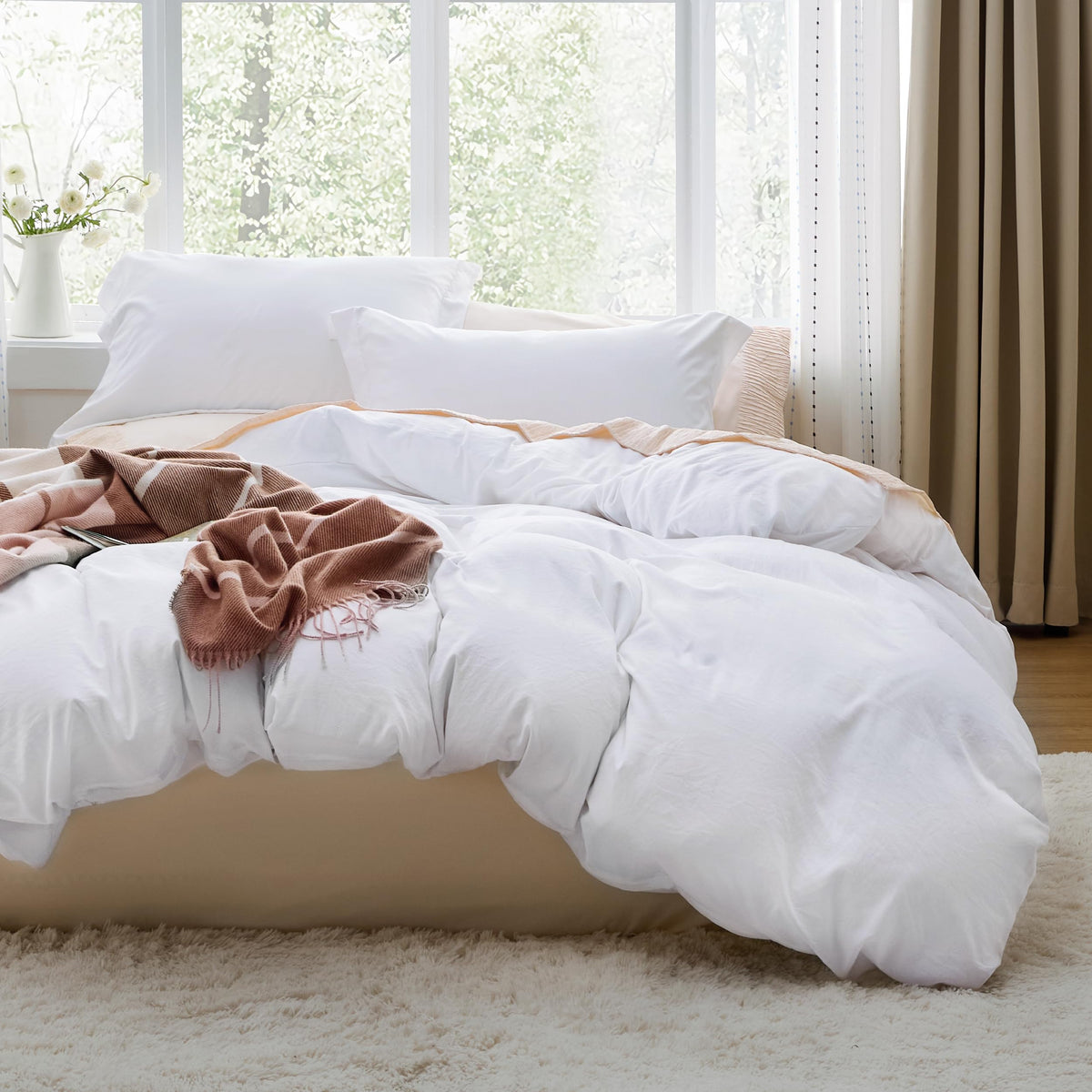 Bedsure Bright White Twin Duvet Cover Set - Soft Prewashed Duvet Cover Twin Size, 2 Pieces, 1 Duvet Cover 68X90 Inches With Zipp