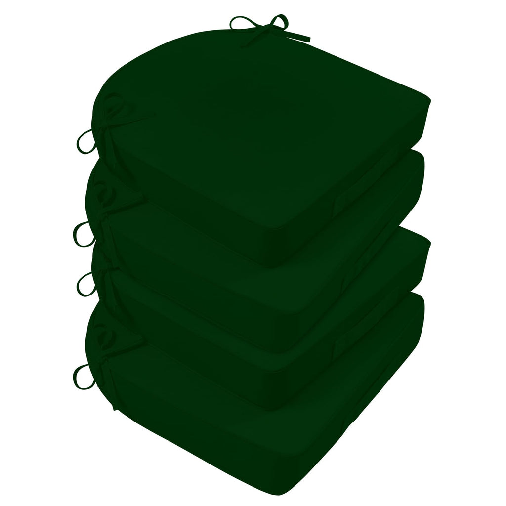 Basic Beyond Patio Chair Cushions, 4Pc Memory Foam Furniture Cushion, Forest Green, 19X19X3 Round Corner, Waterproof Outdoor Sea