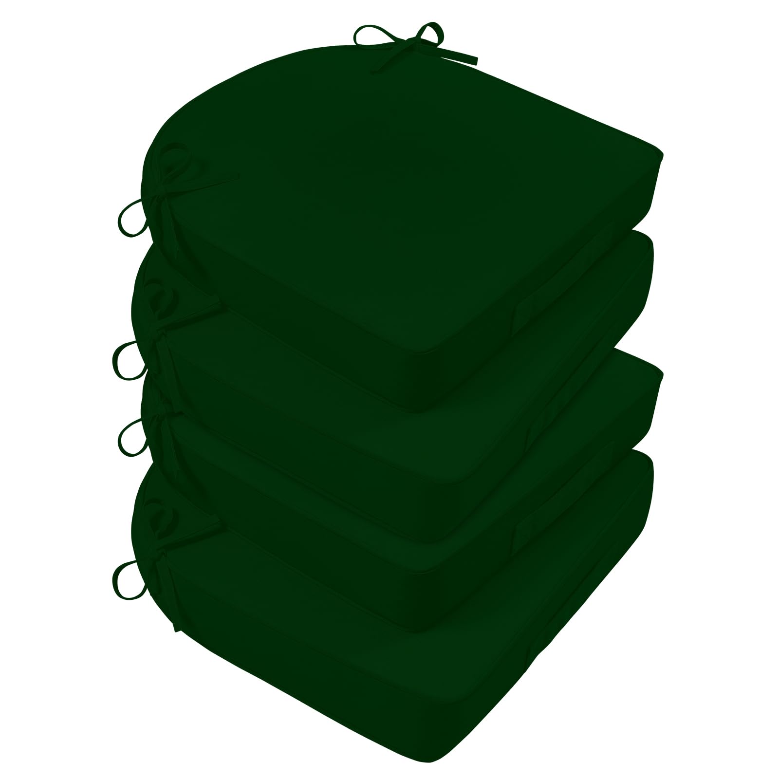 Basic Beyond Patio Chair Cushions, 4Pc Memory Foam Furniture Cushion, Forest Green, 19X19X3 Round Corner, Waterproof Outdoor Sea