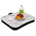 Lapgear Cup Holder Lap Desk With Device Ledge - White Marble - Fits Up To 14 Inch Laptops - Style No. 46305