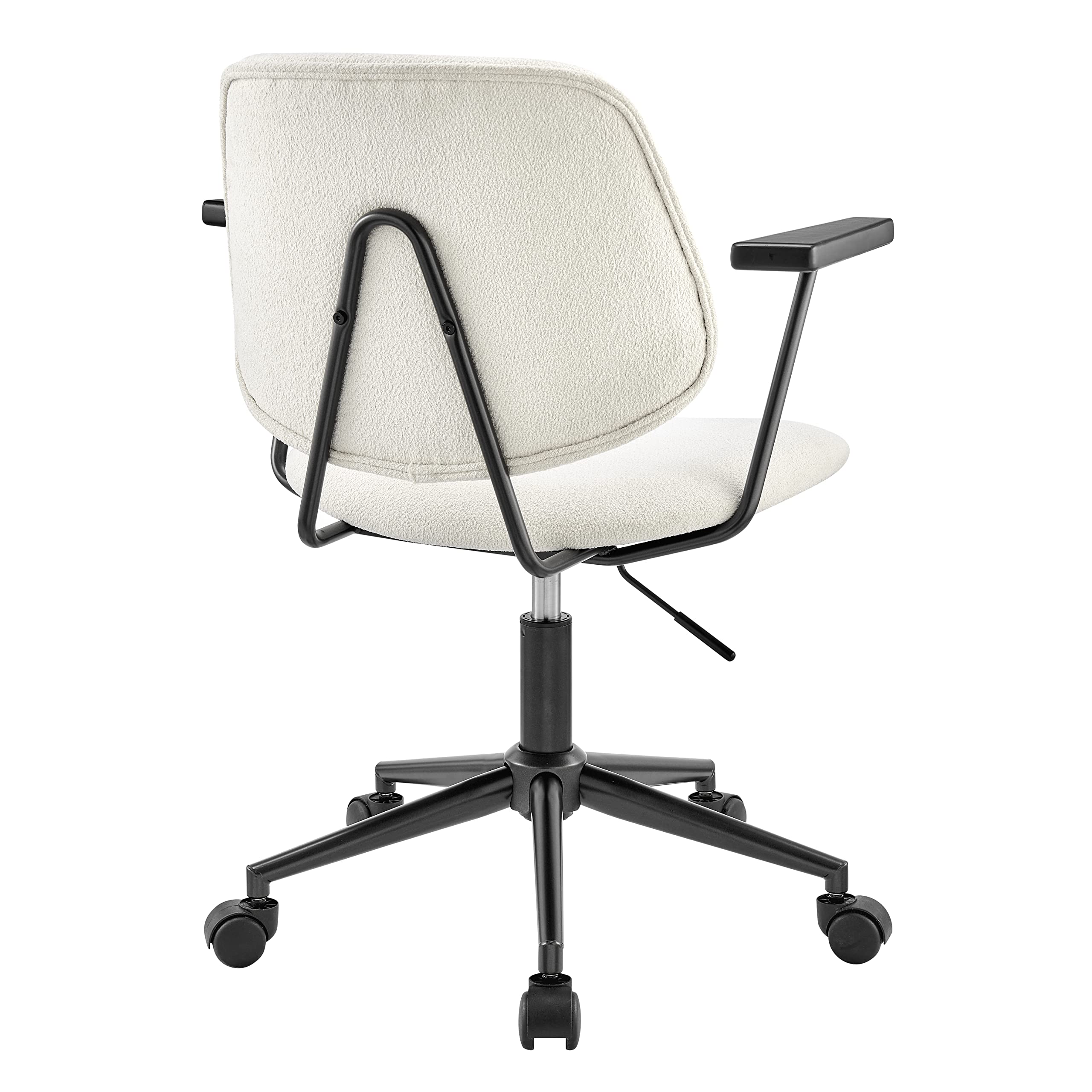 Npd Furniture And More Noah Fabric Swivel Arm, Fuzzy Ivory Home Office Chair, Beige