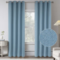 Keqiaosuocai Light Blue Linen 100% Blackout Curtains For Bedroom - 95 Inches Long Energy Saving Thermal Insulated Window Treatme