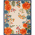 Nourison Aloha Indoor-Outdoor Modern Multicolor 3'6' X 5'6' Area Rug, Easy Cleaning, Non Shedding, Bed Room, Living Room, Dining Room, Kitchen (4X6)