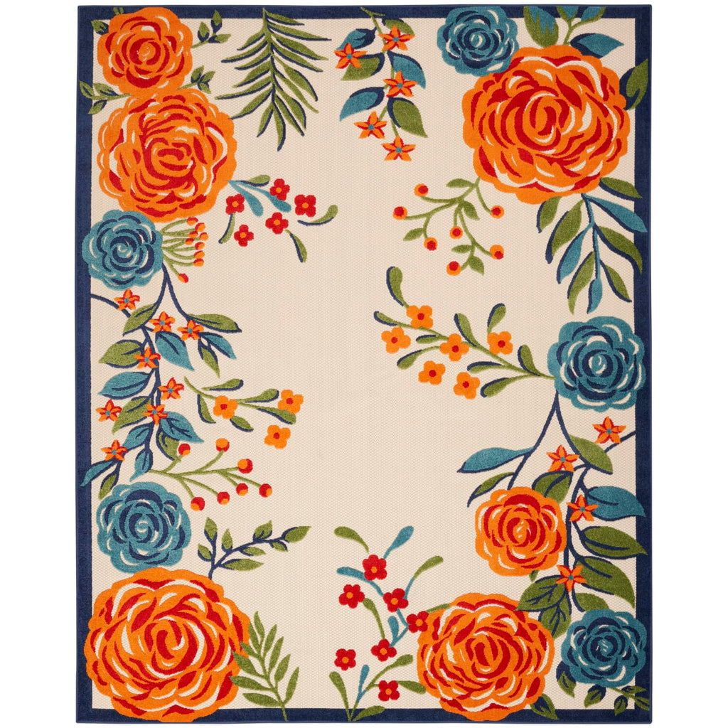Nourison Aloha Indoor/Outdoor Multicolor 9' X 12' Area Rug, Easy-Cleaning, Non Shedding, Bed Room, Living Room, Dining Room, Kitchen (9X12)